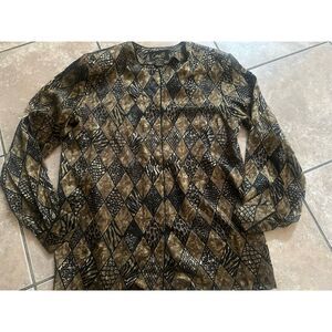 Corey B New York 10 Vintage Silk Button Blouse Top Shoulder Pads